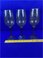 Painted Gold & Red wine glasses 3pc