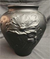 Dark black art glass vase