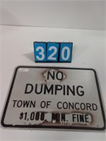 NO DUMPING TOWN OF CONCORD SIGN - ALUM.