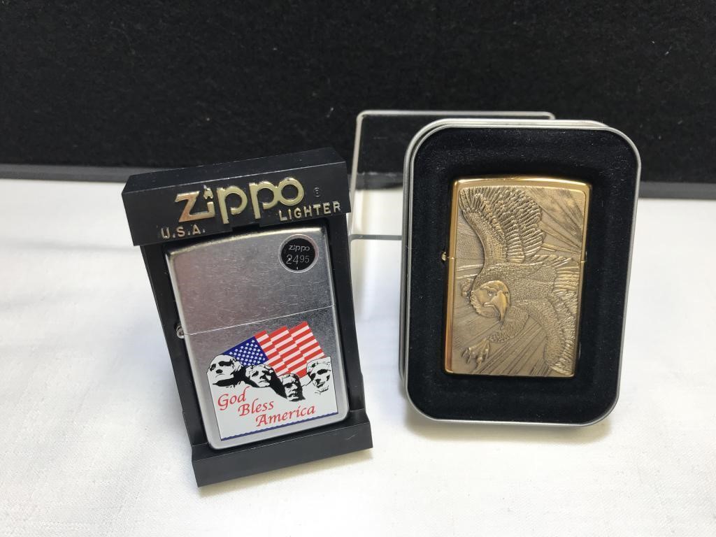 2 Zippo Lighters-Barrett-Smythe Eagle