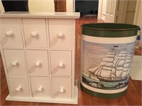 Small Storage Cabinet and Waste Basket