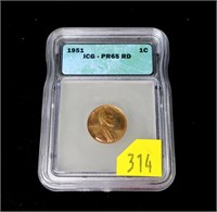 1951 Lincoln Proof cent, slab certified ICG PR-65