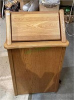 Gorgeous oak veneer two piece trash can with
