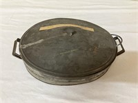Antique Oval Tin w/ Strainer attached 9 x 3"