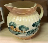Antique LeFluer French Flowers Stoneware pitcher