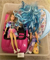 Barbies, Barbie car, Care Bears bag