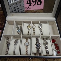 ASSORTED LADIES WATCHES IN DISPLAY CASE