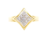 Pave diamond set 18ct yellow gold cluster ring