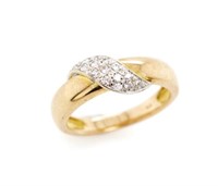 Pave diamond and 9ct yellow gold ring