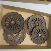 (5) Antique cast iron seed plates.