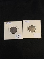 Lot of 2 Wheat Penny's 1939-D x 2