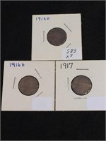Lot of 3 Wheat Penny's 1913-D 1916-D 1917