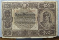 1920 Budapest $100. Banknote