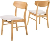 Dining Chairs, 2-Pcs Set, Light Beige / Oak Finish