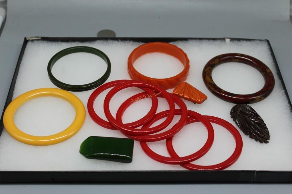 Bakelite bangles and scarf clip collection