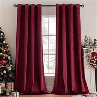 MIULEE Burgundy Velvet Curtains for Christmas Soli