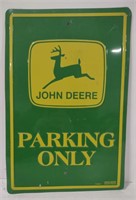 (BD) John Deere parking only tin sign measuring