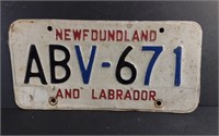 NFLD/Labrador License Plate