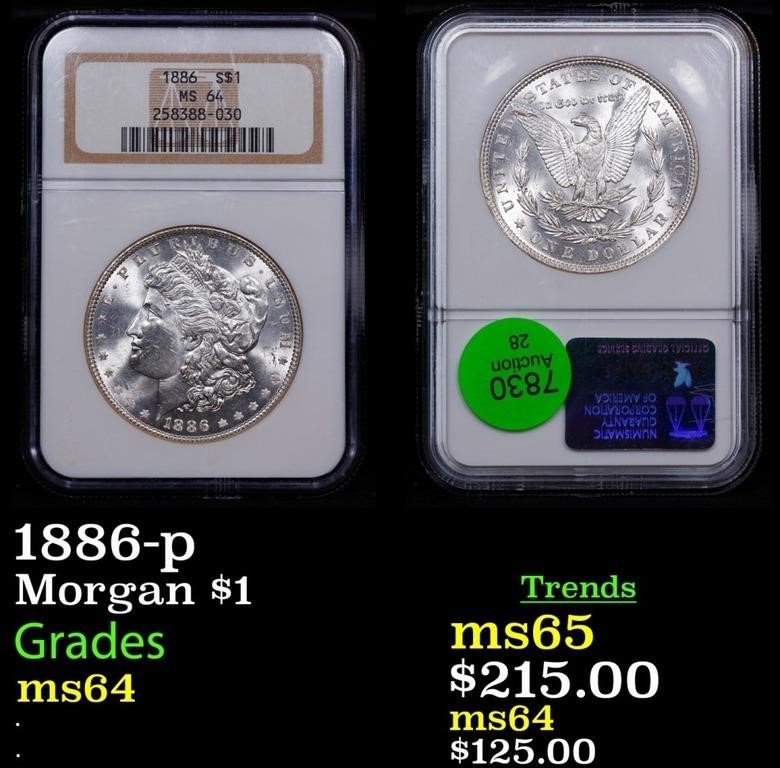 NGC 1886-p Morgan Dollar $1 Graded ms64 By NGC