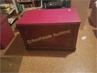 Large wood toy box on wheels