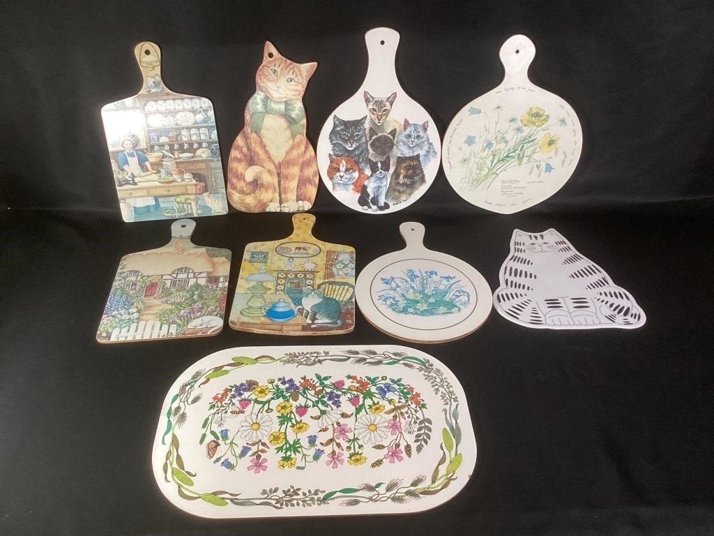1970s Wilscombe Collectible Chopping Boards, Cats