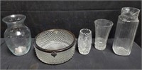 Group of glass and cut crystal items, box lot