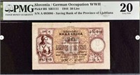 Slovenia/German WWII 50 Lire 1944 PMG 20 SLAS