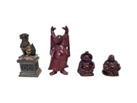 Three Buddhas and Brass Foo Dog