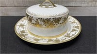 Vintage Hand Painted Nippon Gold Covered Butter Di
