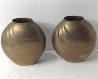 2 Heavy Solid Brass Vases  U16J