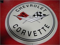 23.5" round Chevrolet Corvette metal sign