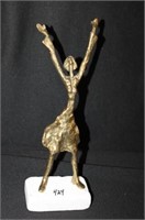 13.5" Brass Sculpture on stone signed