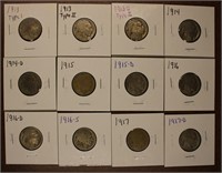 Lot of 12 Buffalo Nickels