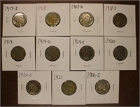 Lot of 11 Buffalo Nickels