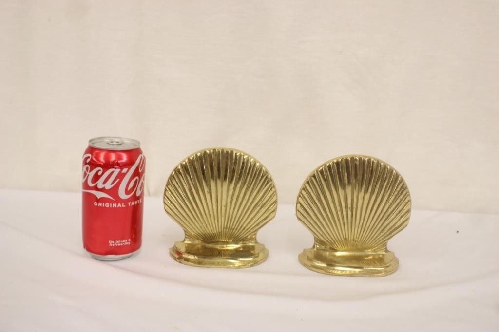 Pair of Brass Scallop Bookends