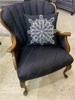 Black Upholstered Chair w/ Wood Trim