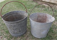 2 Galvanized Metal Buckets