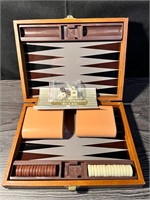 Vintage Backgammon Set/Leather Travel Case