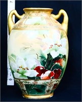 Vintage Nippon hand painted 2 handle vase