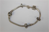 Pandora Sterling Silver .925 Bracelet w/ charms