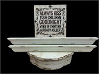 Whitewash Wall Shelves & Good Night Sign