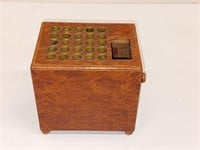 WOOD MUSICAL BOX? 4.5" X 3.5" X 4.5" OVER WOUND