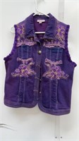 Dress barn, purple denim vest, size extra large,