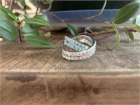 Beautiful blue & Clear Crystals 925 Silver Ring