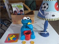 Cookie monster and a lamp