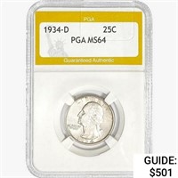 1934-D Washington Silver Quarter PGA MS64