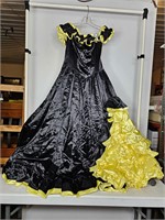 Vintage black and yellow prom dress