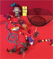 11.5" Basket & Assorted Hanging Decor Items