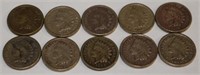 Lot of 10 "Copper-Nickel" Indian Head Pennies