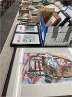 Framed Watercolors, Office Supplies, etc.